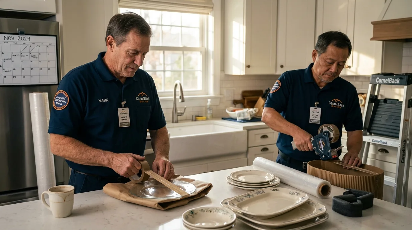 Professional crew packing kitchen dishware in Upper Lake, CA